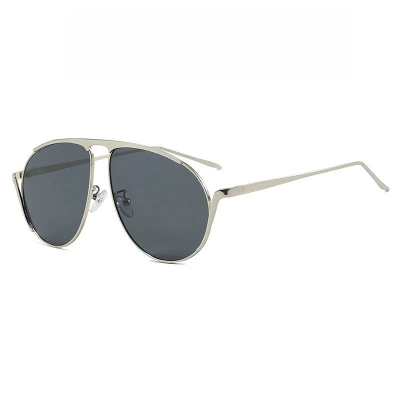 TEEK - Round Overisized Pivotal Sunglasses EYEGLASSES theteekdotcom Silver Black
