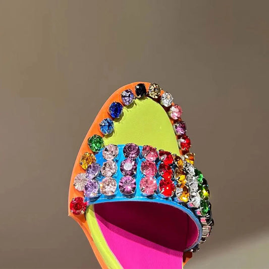 TEEK - Colorful Crystal Rivets Buckle Sandals SHOES theteekdotcom