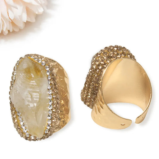 TEEK - Citrine Open Inlay Adjustable Rings JEWELRY theteekdotcom