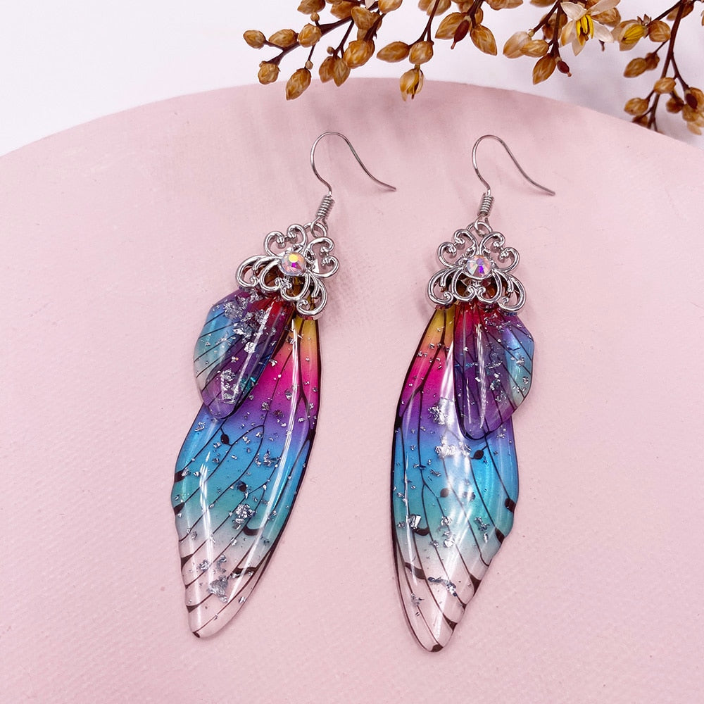TEEK - Handmade Fairy Wing Earrings  theteekdotcom SF-Rainbow  