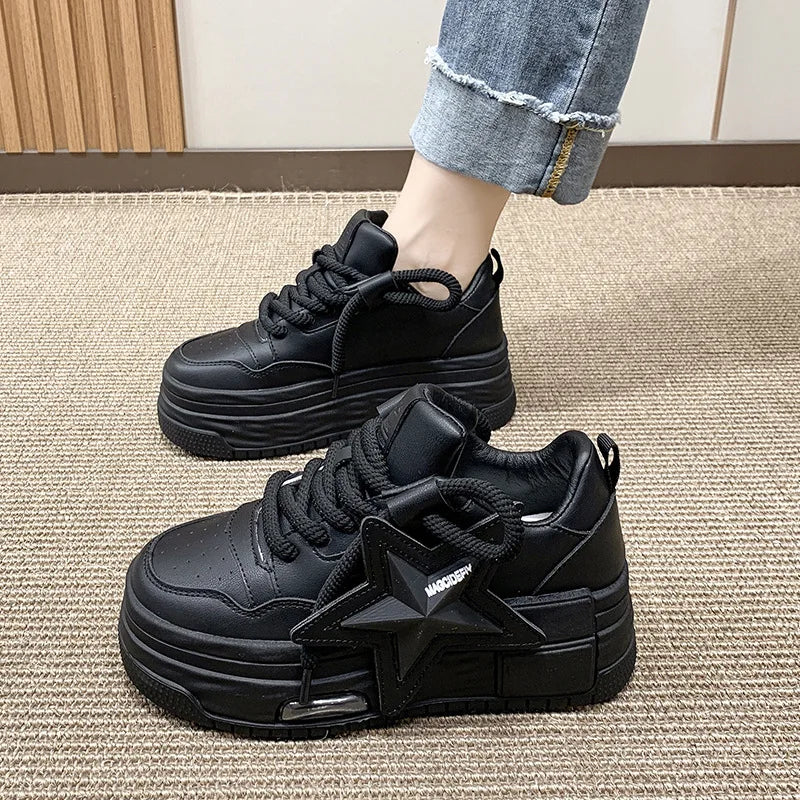 TEEK - Topped Off Platform Canvas Sneakers SHOES theteekdotcom Black 8