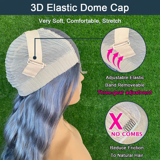 TEEK - Silver Grey Glueless Transparent Brazilian Wig HAIR theteekdotcom