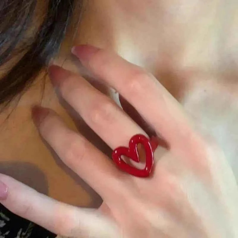 TEEK - Enamel Heart Love Rings JEWELRY theteekdotcom