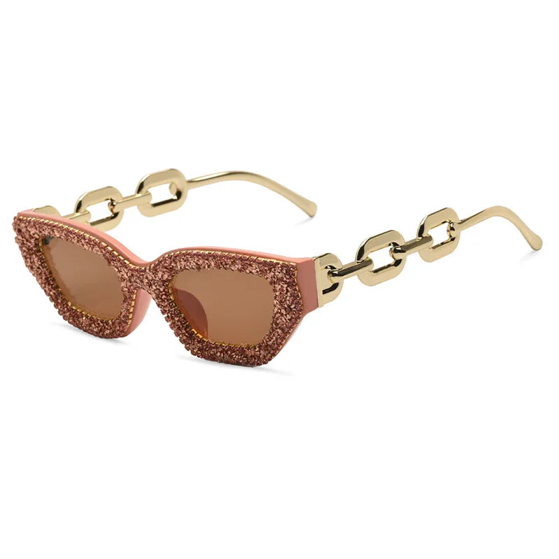 TEEK - Diamond Rhinestone Vintage Fashion Glasses EYEGLASSES theteekdotcom Metal Pink Tea