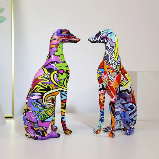 TEEK - Painted Colorful Greyhound Doberman Decoration HOME DECOR theteek.com