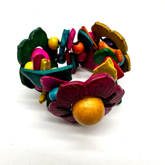TEEK - Flower Stretch Wood Bracelet JEWELRY theteekdotcom