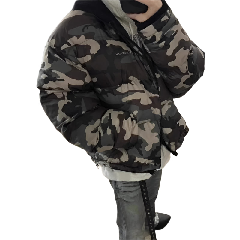 TEEK - Camouflage Reversible Zippered Hooded Quilted Jacket JACKET theteekdotcom Green Camouflage S