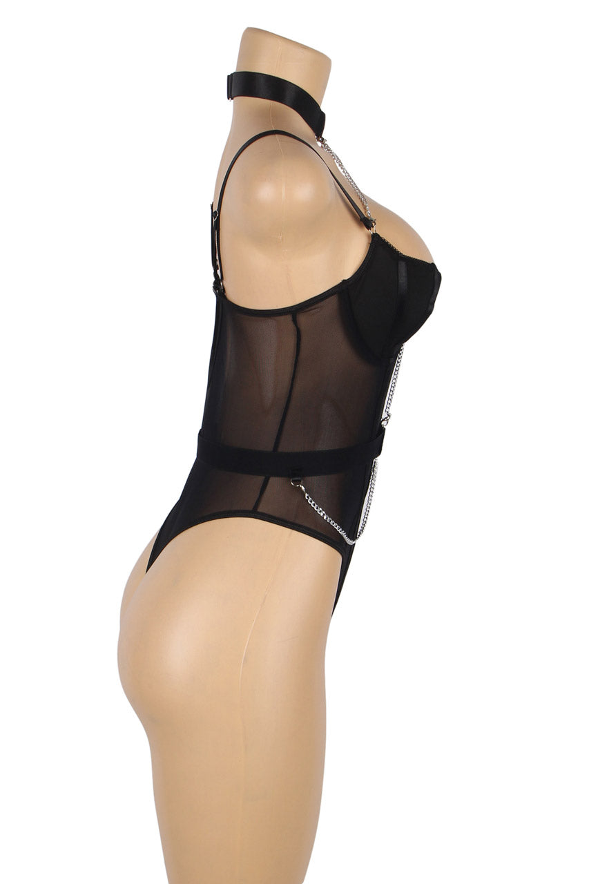 TEEK - Black Chain Harness Bodysuit LINGERIE TEEK 3W