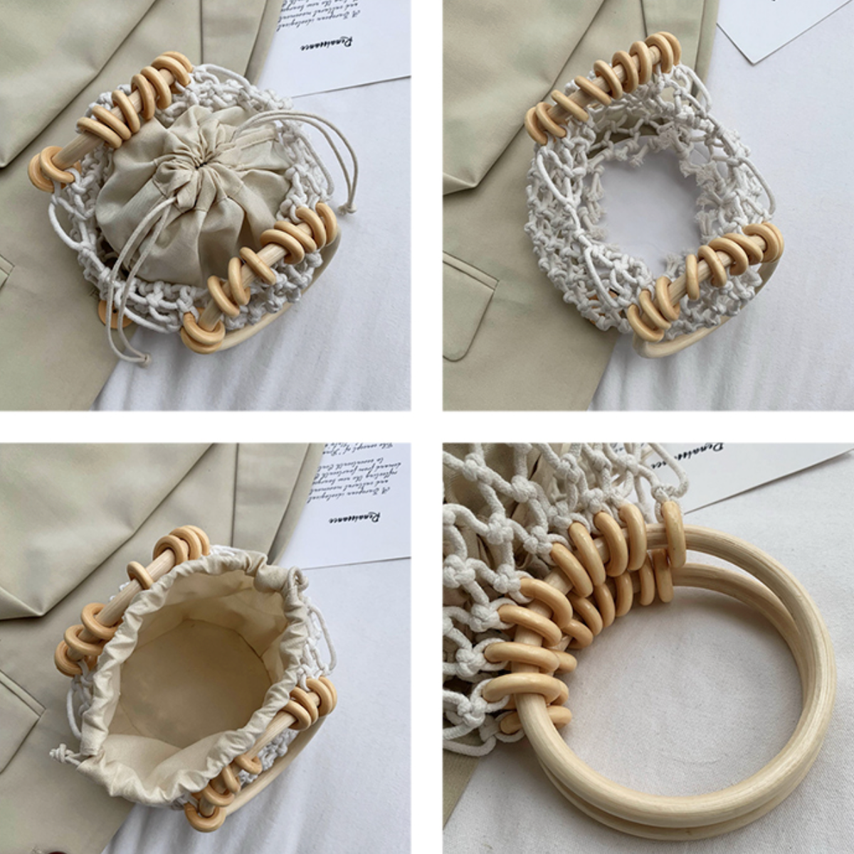 TEEK - Cotton Rope Crochet Bag With Ratten Ring Handle BAG TEEK ONE