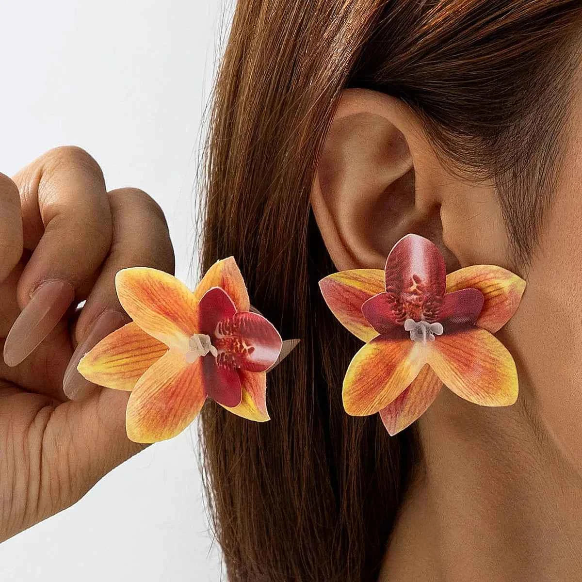 TEEK - Colorful Polyester Large Flowers Earrings JEWELRY theteekdotcom 04