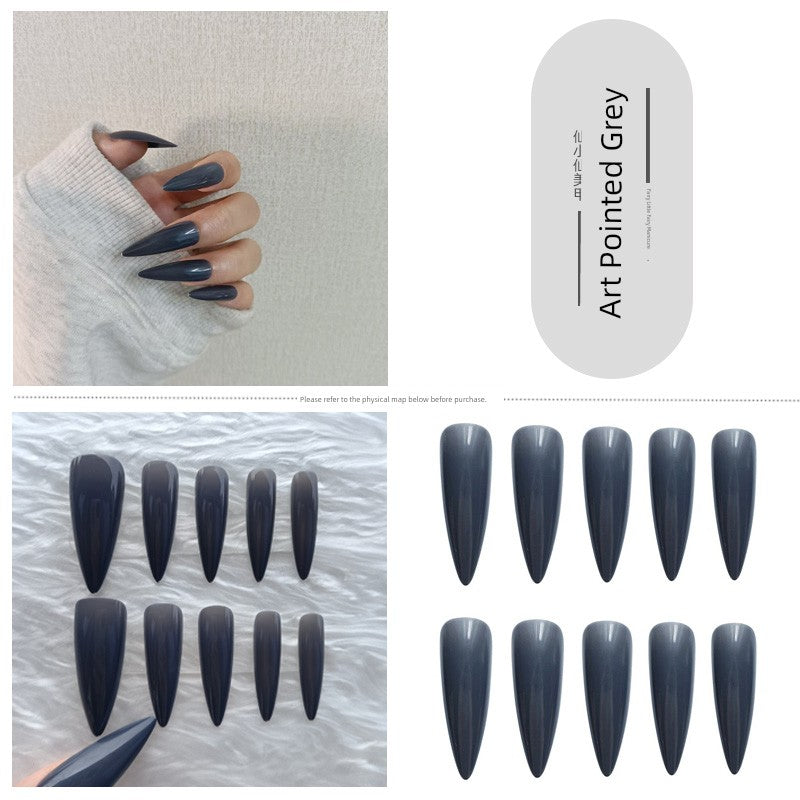 TEEK - Pointed Nail False Nail Set NAIL ART theteekdotcom 243-Artistic Pointed Head Grey