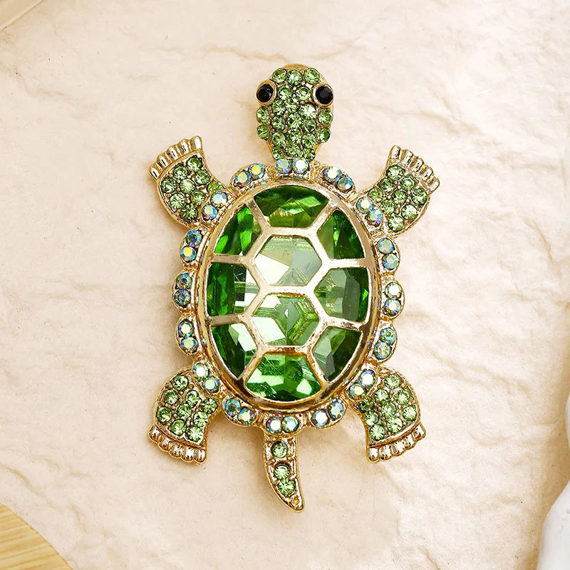 TEEK - Turtle Rhinestone Brooch JEWELRY theteekdotcom Green