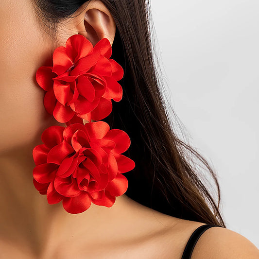 TEEK - Large Double Flower Earrings JEWELRY theteekdotcom