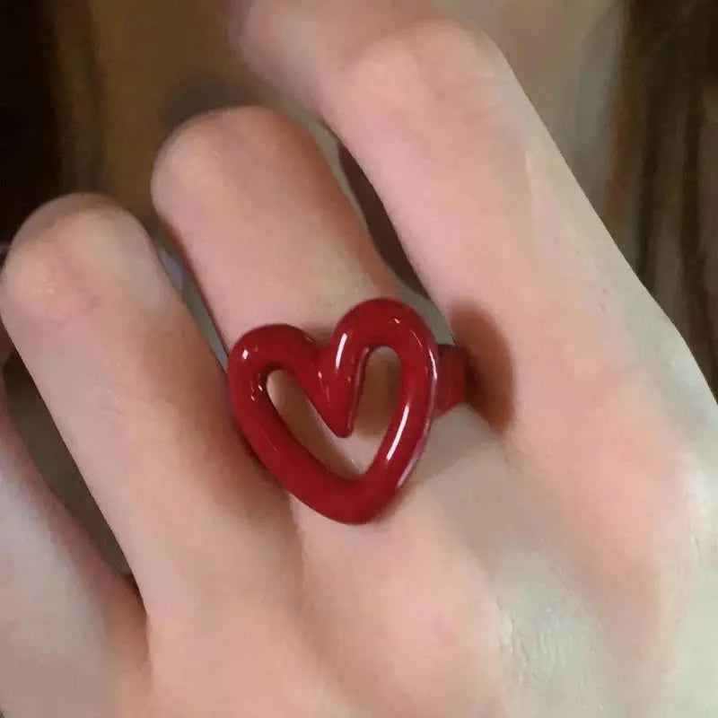 TEEK - Enamel Heart Love Rings JEWELRY theteekdotcom