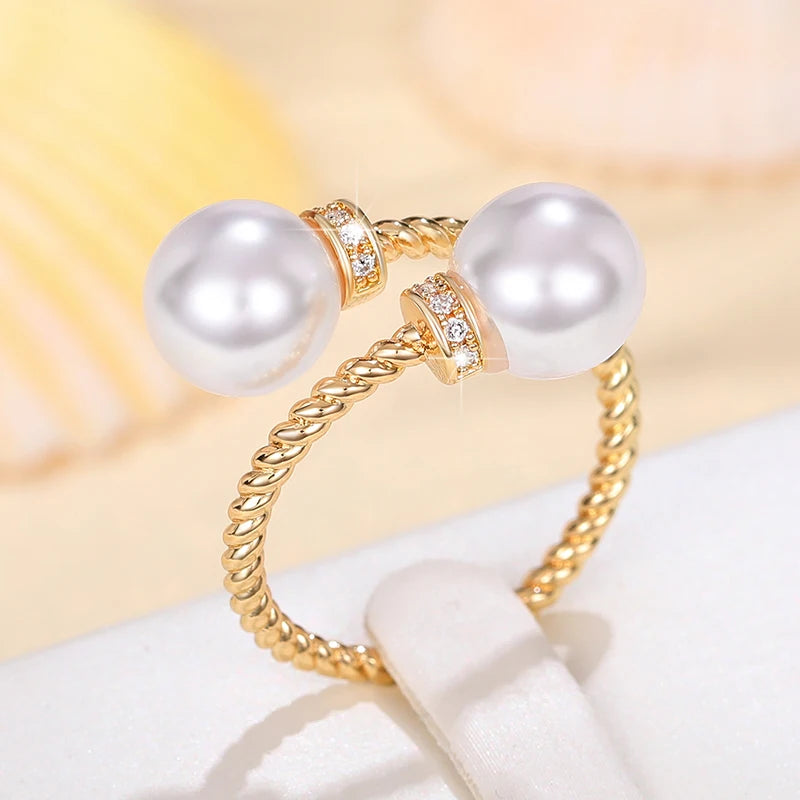 TEEK - Double Imitation Pearl Ring JEWELRY theteekdotcom