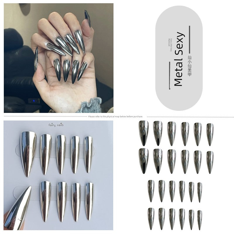 TEEK - Pointed Nail False Nail Set NAIL ART theteekdotcom 104-Metal Sexy