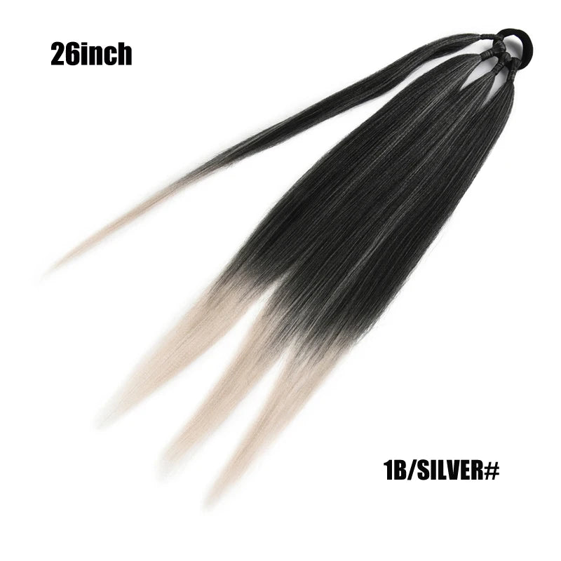 TEEK - Ponytail Synthetic Rubber Band Hair Ring 26 Inch Extensions HAIR theteekdotcom 26inch-1BISilver