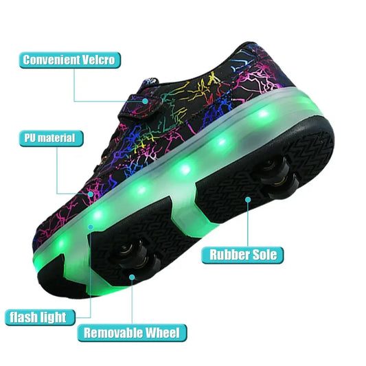 TEEK - Mens Detachable 4W Roller Skate LED Sneakers SHOES theteekdotcom