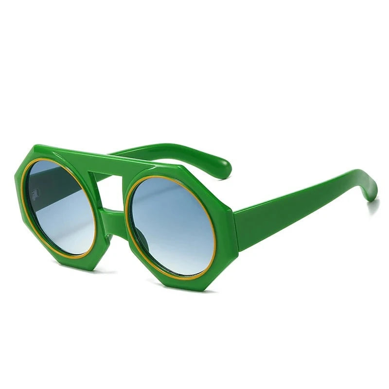 TEEK - Oversized Round Candy Shades EYEGLASSES theteekdotcom C2 Green Gray