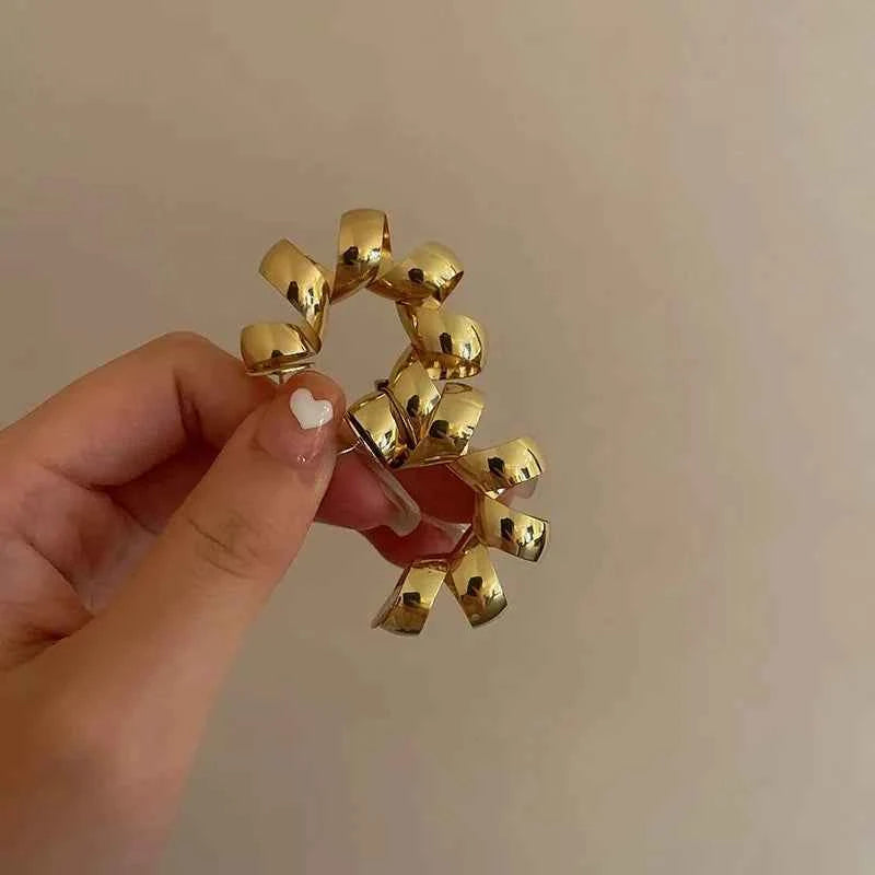 TEEK - Around C Shape Crystal Earrings JEWELRY theteekdotcom Gold Color