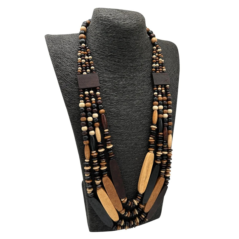 TEEK - Handmade Long Wooden Layered Necklaces JEWELRY theteekdotcom