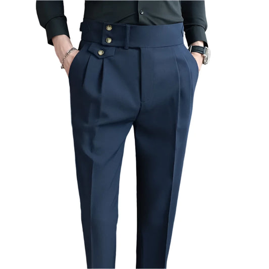 TEEK - British Style High Waist Mens Suit Pants PANTS theteekdotcom
