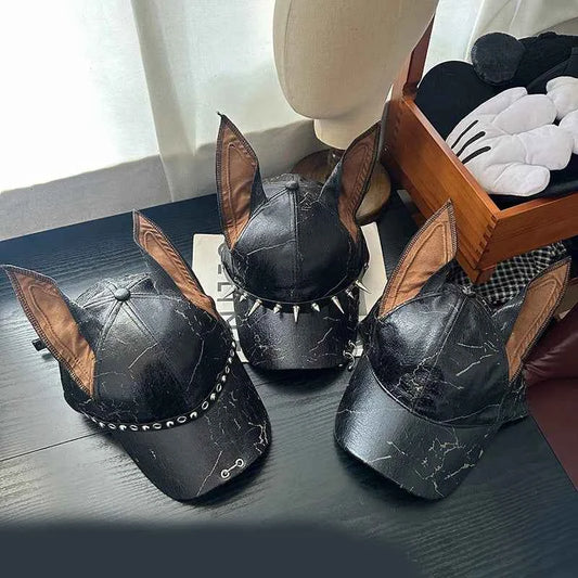 TEEK - Leather Rivet Dog Ears Baseball Cap