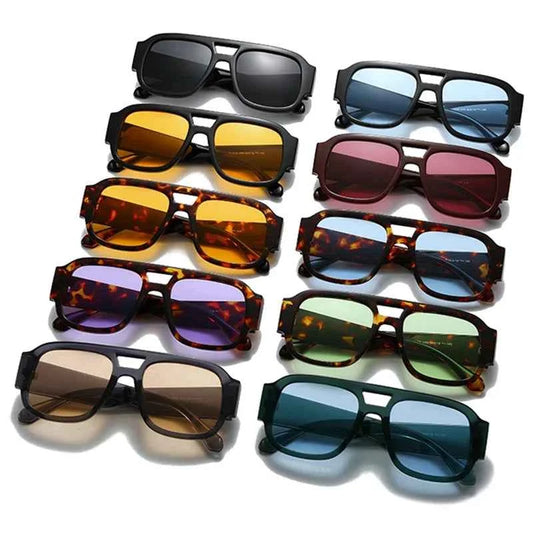 TEEK - Candy Color Double Bridges Square Sunglasses Shades UV400