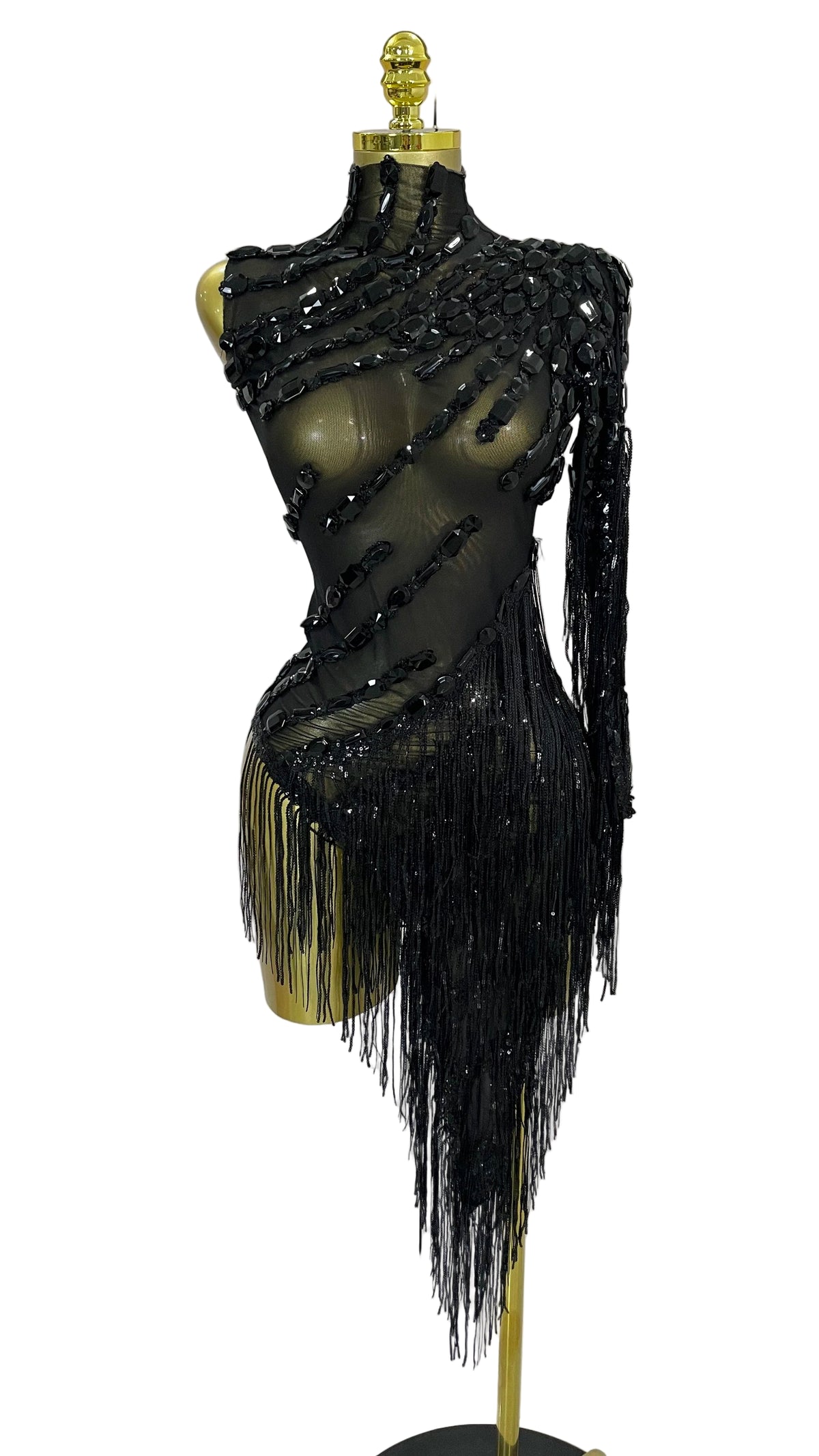 TEEK - Sparkly Tassel Sheer Dress DRESS theteekdotcom Black S