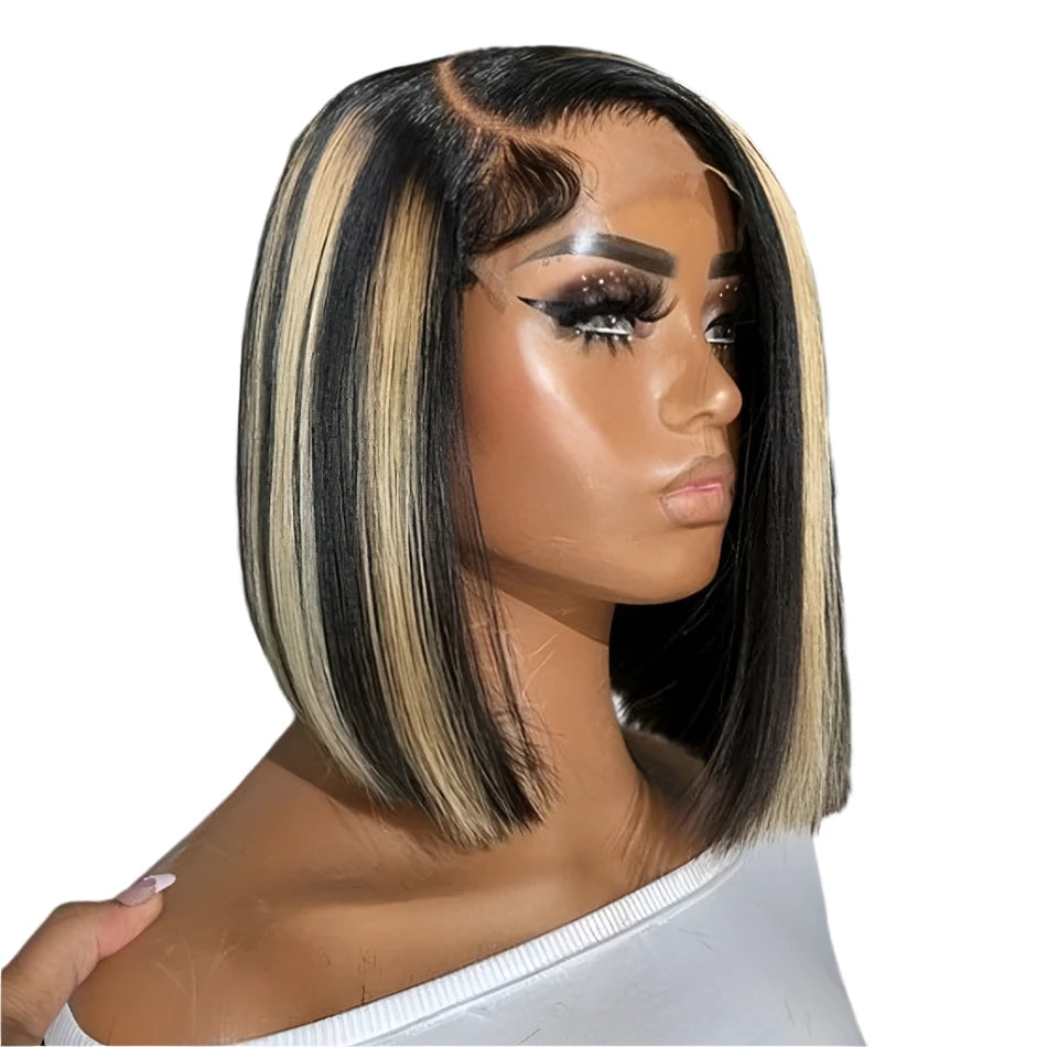 TEEK - Highlight 13x4 Lace Frontal 1B/27 Brazilian Straight Bob Wigs HAIR theteekdotcom