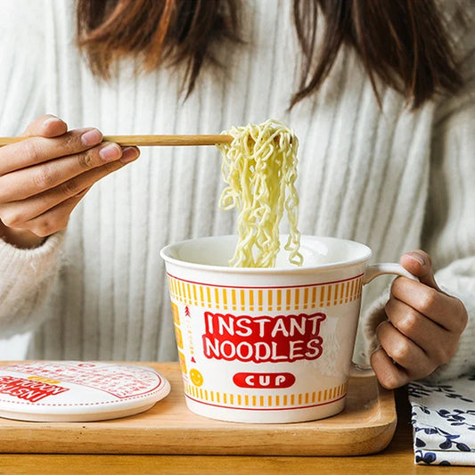 TEEK - Instant Noodle Ceramic Handle Cup Bowl Lid Set