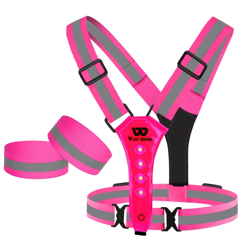 TEEK - USB LED Reflective Safety Vest SAFETY VEST theteekdotcom Rose Red Sets