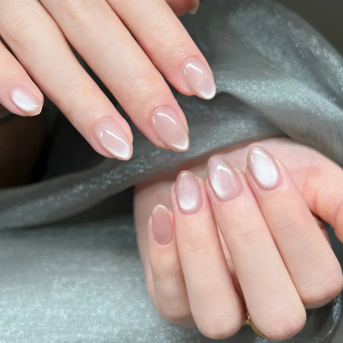 TEEK - 24Pcs Sheer Tip 3D Acrylic Almond Medium Press on Fake Nails