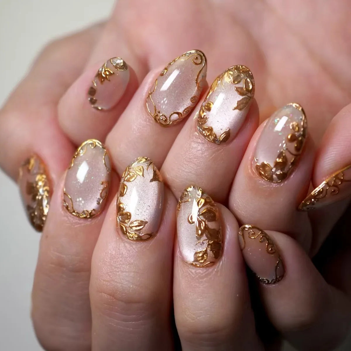 TEEK - 24Pcs Sheer Tip 3D Acrylic Almond Medium Press on Fake Nails NAIL ART theteekdotcom 15