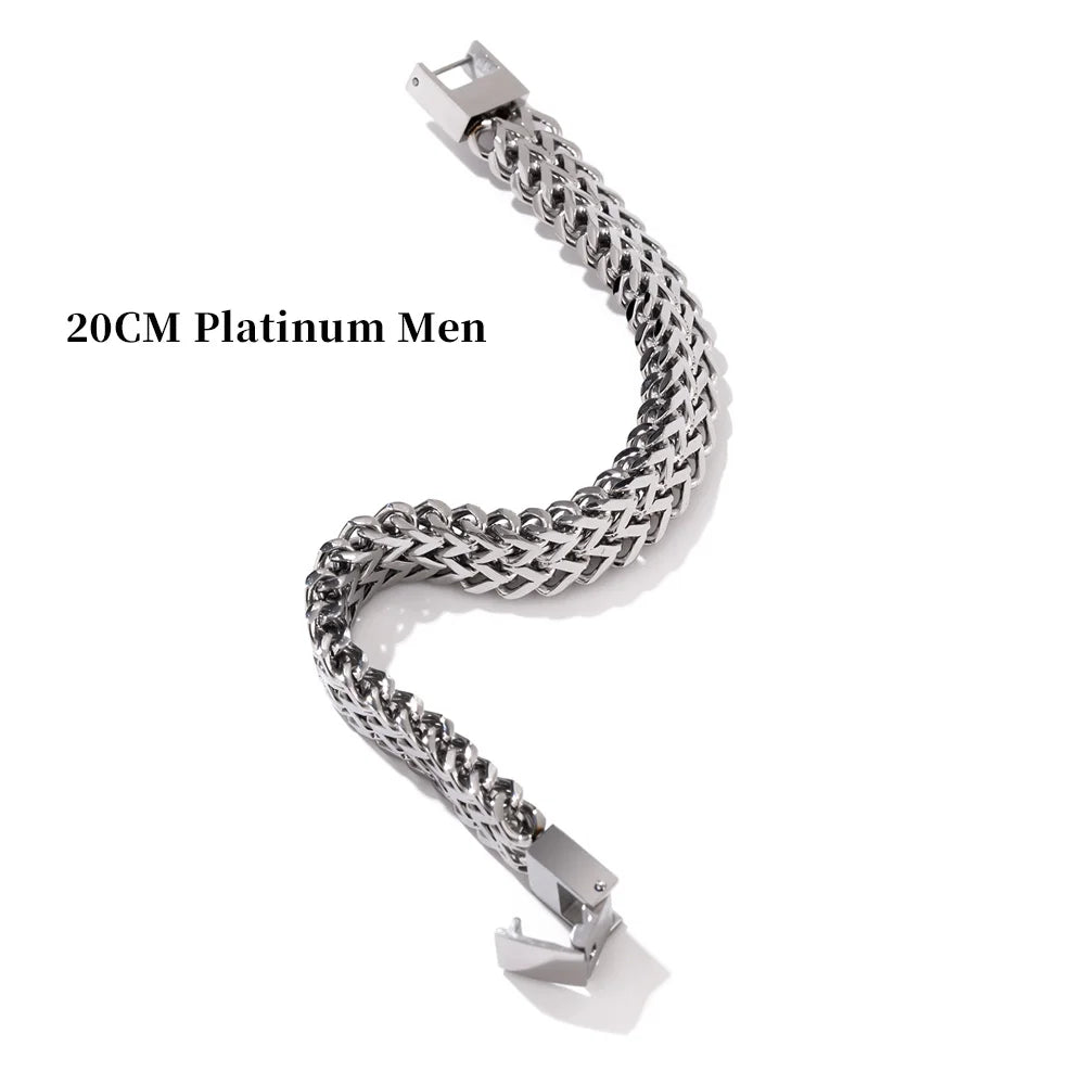 TEEK - Stainless Steel Cuban Link Chain Bracelet JEWELRY theteekdotcom 20cm Platinum