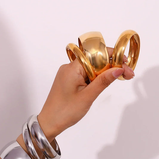 TEEK - Wide Smooth Stainless Steel Bracelet JEWELRY theteekdotcom