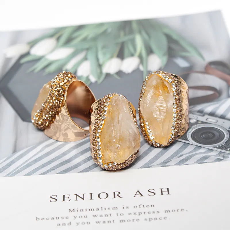 TEEK - Citrine Open Inlay Adjustable Rings JEWELRY theteekdotcom