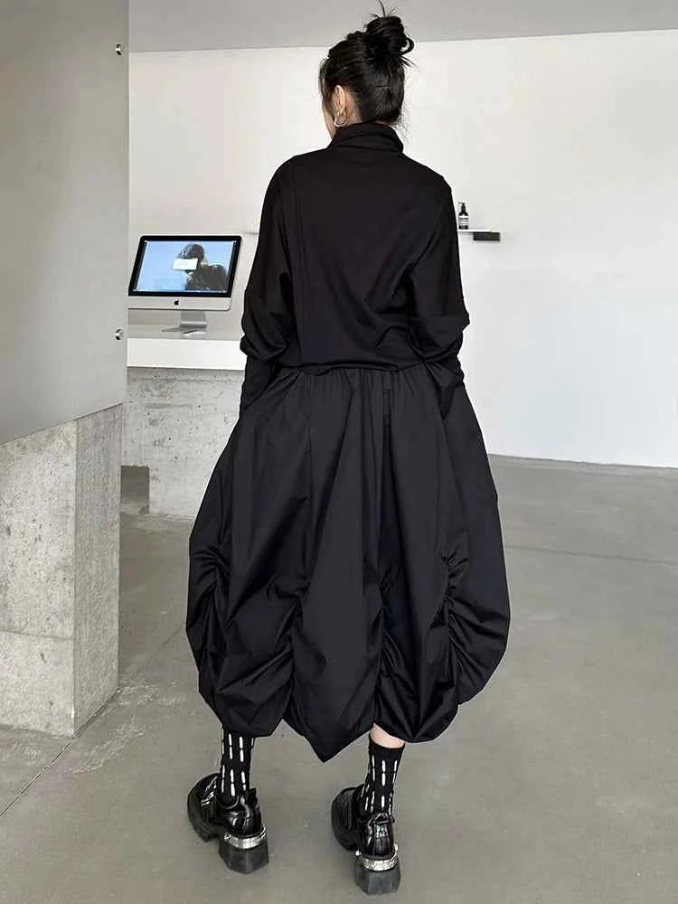 TEEK - Elastic Waist Puff Pleated Half Body Skirt SKIRT theteekdotcom