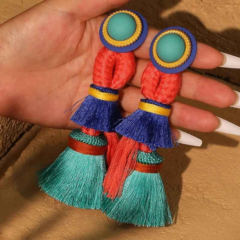 TEEK - Ocean Coral Long Tassels Dangle Earrings JEWELRY theteekdotcom