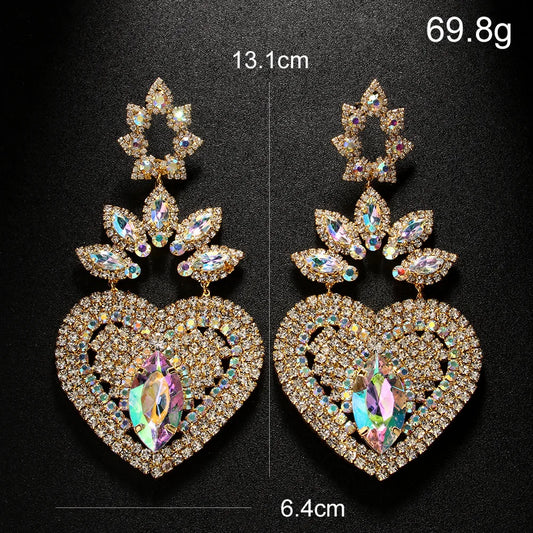 TEEK - Rhinestone Oversize Love Crystal Hanging Earrings JEWELRY theteek.com