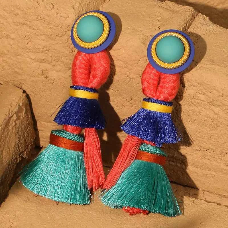 TEEK - Ocean Coral Long Tassels Dangle Earrings JEWELRY TEEK