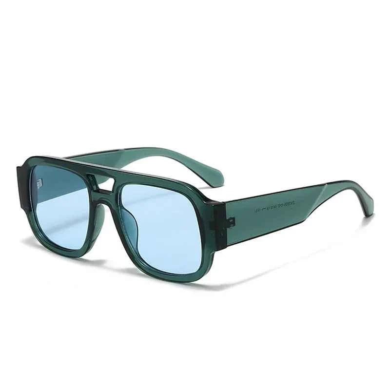 TEEK - Candy Color Double Bridges Square Sunglasses Shades UV400 EYEGLASSES theteekdotcom Green blue