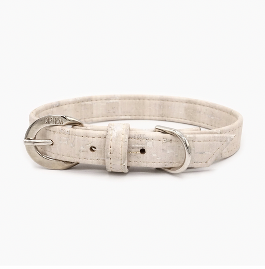 TEEK - Cloud White Cork Leather Collar PET SUPPLIES TEEK DIP XS Silver Color