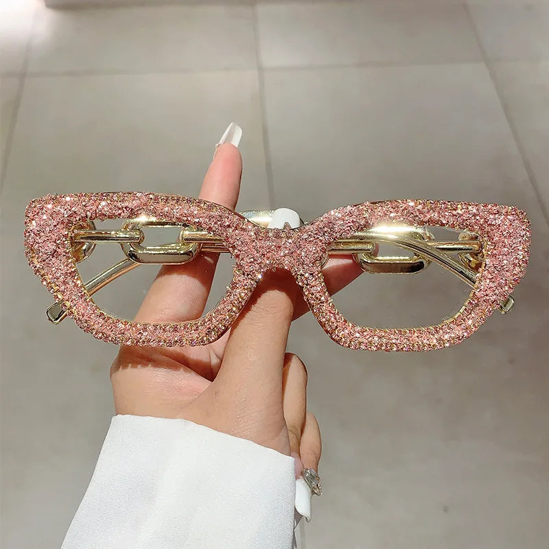 TEEK - Diamond Rhinestone Vintage Fashion Glasses EYEGLASSES theteekdotcom Pink Diamond