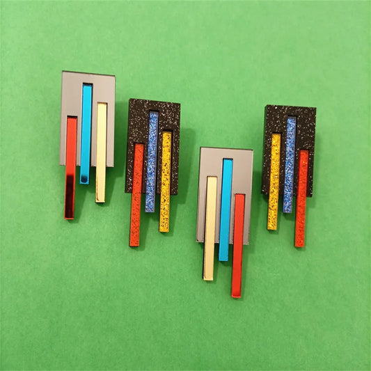 TEEK - Stripes Glitter Mirror Earrings JEWELRY theteekdotcom