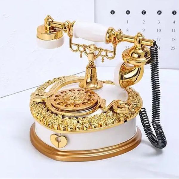 TEEK - Luxury Classic Old-Fashioned Telephone Music Box HOME DECOR theteekdotcom White