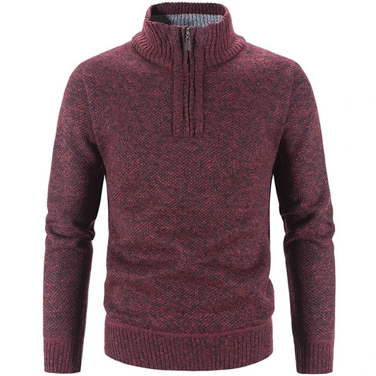 TEEK - Mens Fleece Half Zipper Turtleneck Pullover Sweater SWEATER theteekdotcom Red US XS | Asian M