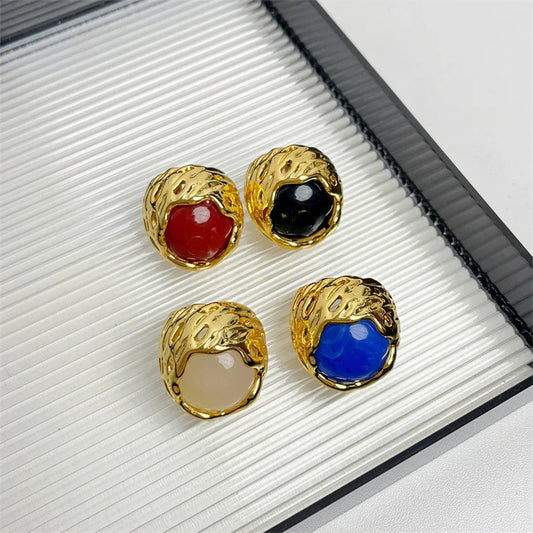 TEEK - Vintage Metal Geometric Stone Rin JEWELRY theteekdotcom