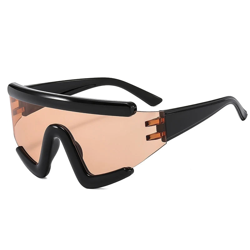 TEEK - Punk One-Piece Shield Sunglasses EYEGLASSES theteekdotcom C4BlackBrown