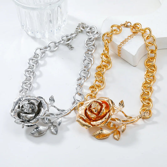 TEEK - Chained Rose Necklace JEWELRY theteekdotcom